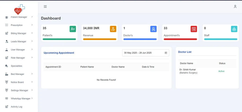 Hospital/Clinic Management SaaS (Multi-tenant)